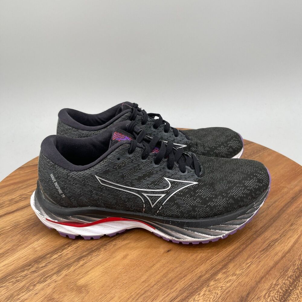 Mizuno Wave Inspire 19 Shoes Womens Size 7.5 Black Running Comfort Walking Gym